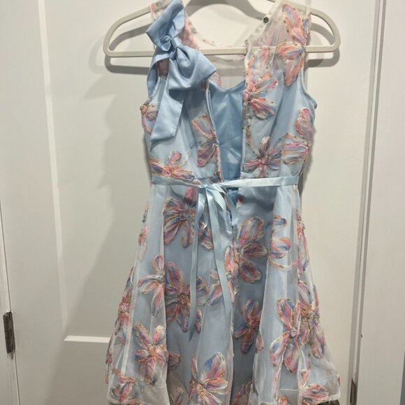 Girl Blue Floral Formal Dress - Size 10 - Picture 2 of 4